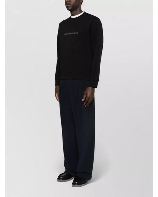Emporio Armani Black Logo Cotton Crew Neck Sweatshirt for men