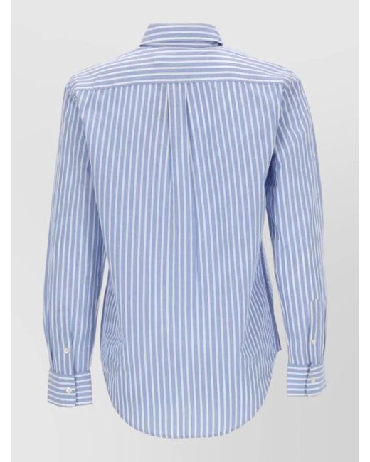 Polo Ralph Lauren Blue Striped Shirt Collared Neck Long Sleeves