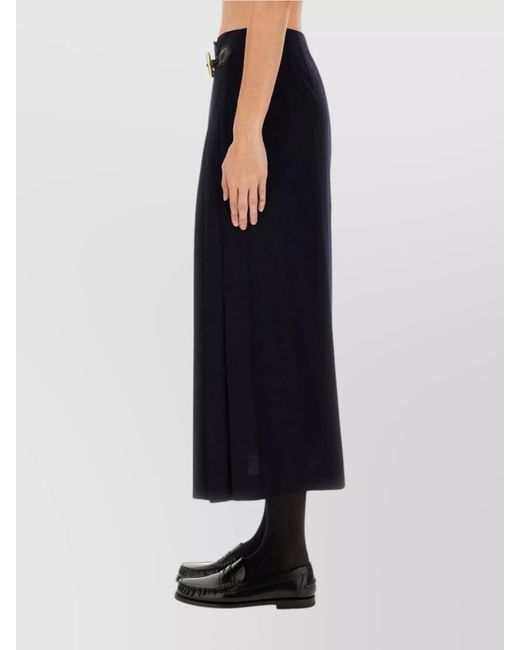 Moschino Blue Wool Pleated Midi Skirt