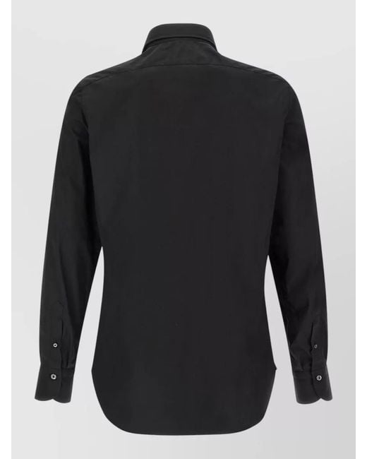 Finamore 1925 Black Napoli Button Down Collar Long Sleeve Shirt for men