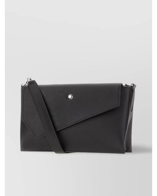 Montblanc Black Leather Crossbody Messenger Bag for men