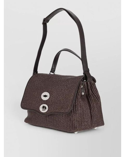 Zanellato Brown Woven Texture Tote Bag Top Handle Shoulder