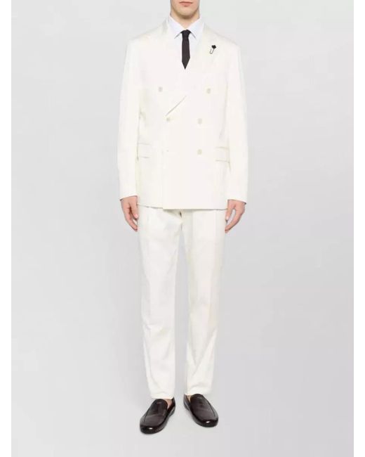 Lardini Natural Cotton Double-Breasted Suit for men