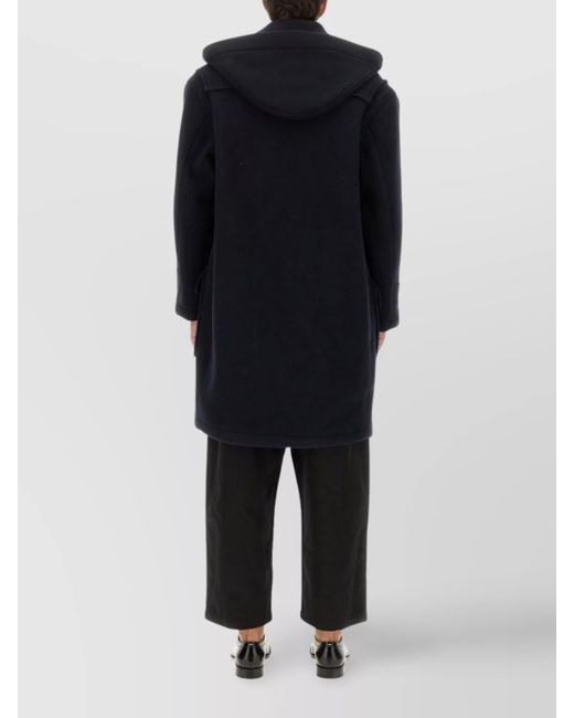 Maison Margiela Black Wool Reversible Duffle Coat for men