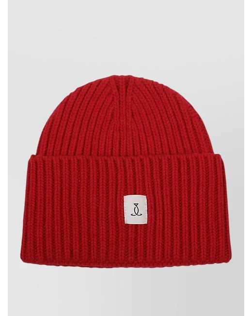 Seafarer Red Logo Wool Beanie Folded Cuff Ribbed