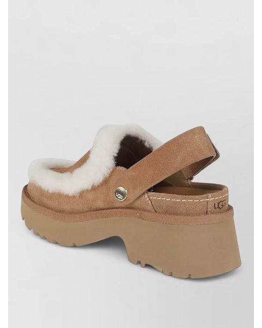 Ugg Natural Slippers Chunky Sole Faux Fur Slingback