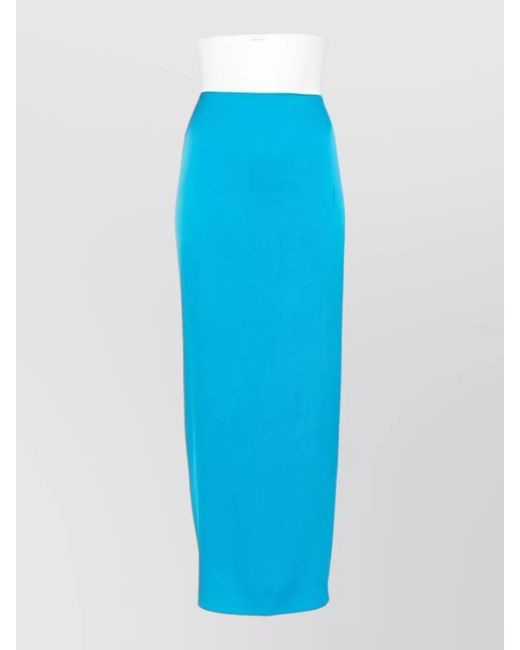 Silk95five Blue French Tie High Waist Maxi Skirt
