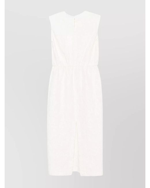 Harris Wharf London White Cotton Gathered Midi Dress