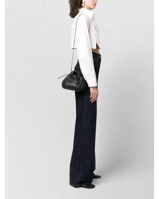 Hereu Black Bombon Leather Mini Bag Braided Handles