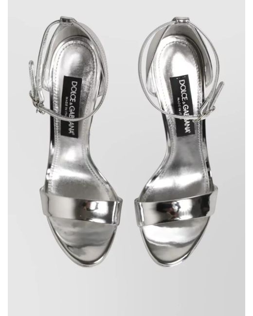 Dolce & Gabbana Gray Leather Platform Sandals