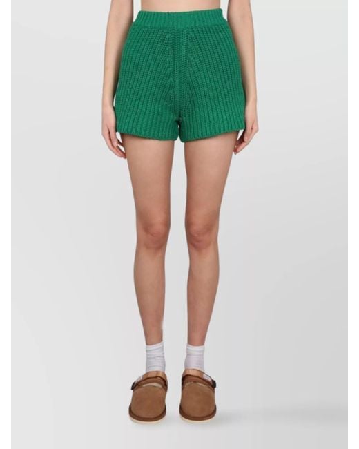 Alanui Green High-Rise Knit Mini Shorts