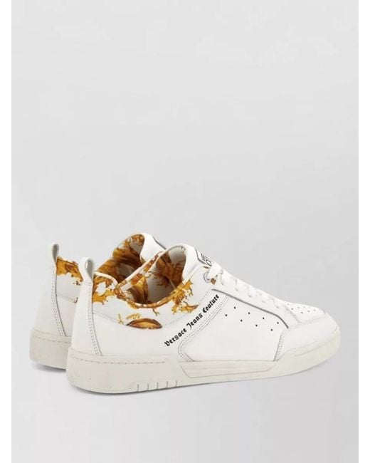Versace Jeans Couture White Leather Logo Low-Top Sneakers for men