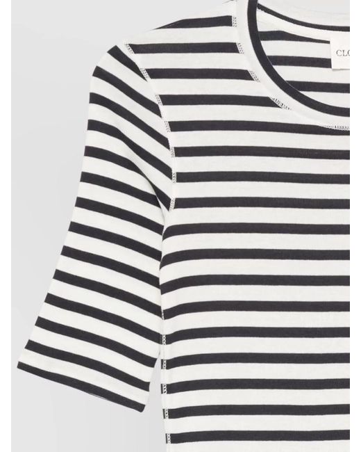 Closed Blue Striped Knit Sweater Crew Neck Ribbed