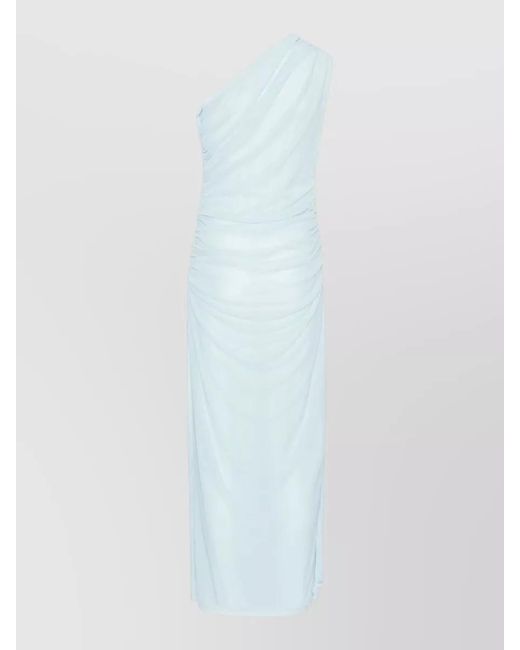 ROTATE BIRGER CHRISTENSEN White One Shoulder Maxi Dress Ruched Slit