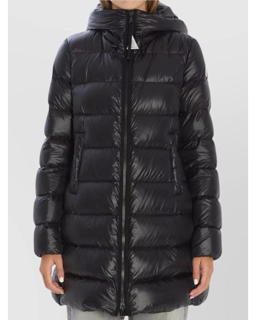Moncler Black Puffer Jacket Featuring Drawstring Hood