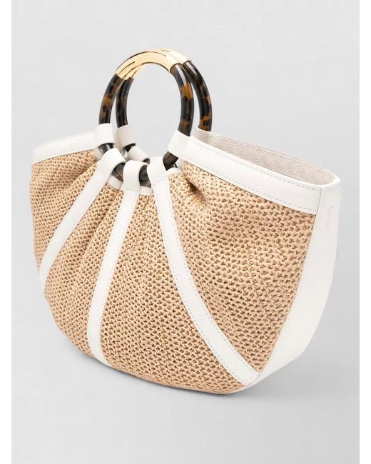 Coccinelle Natural Shell Straw Beach Bag Contrast Trim