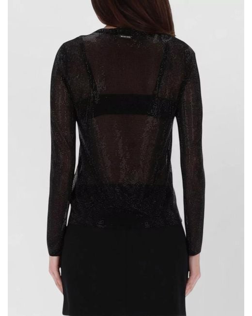 Michael Kors Black Rhinestone-Embellished Knitted Top