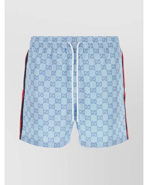 Gucci Blue Printed Swim Shorts for men