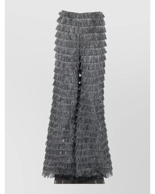 Alberta Ferretti Gray Fil Coupe Trousers Wide Leg Fringe