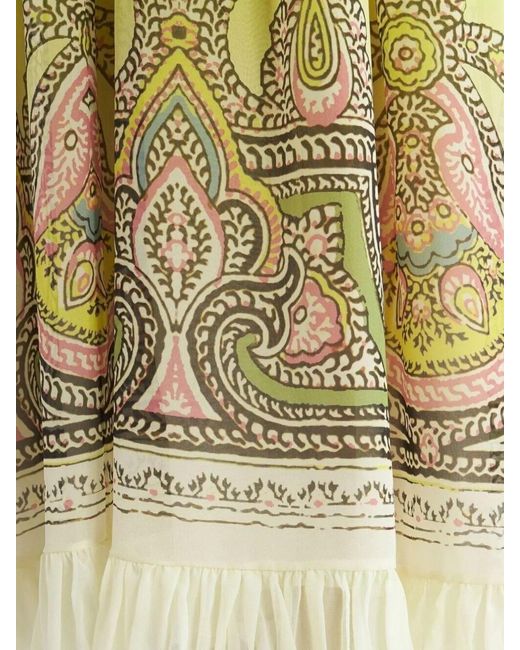Etro Black Paisley-Print Silk Ankle-Length Dress