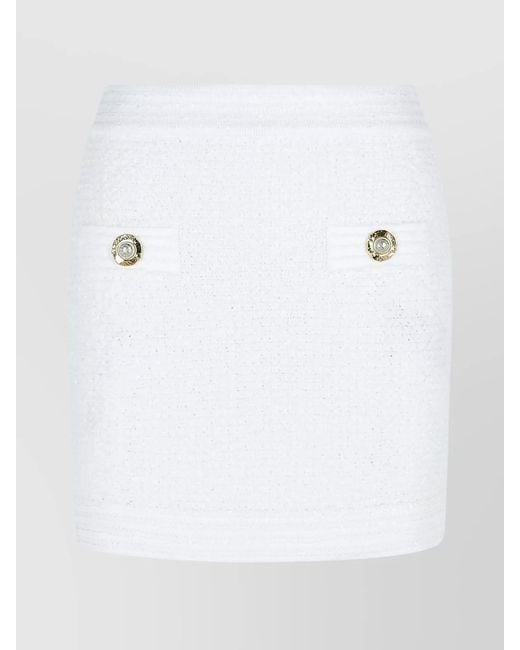 Balmain White High-Rise Mini Skirt