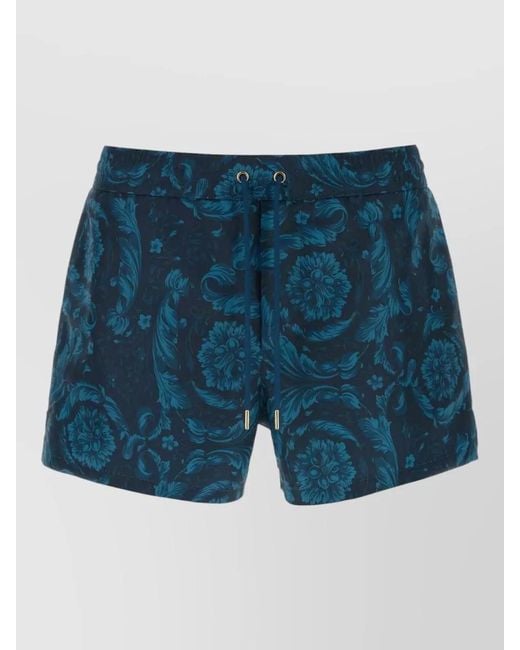 Versace Blue Printed Swim Shorts for men