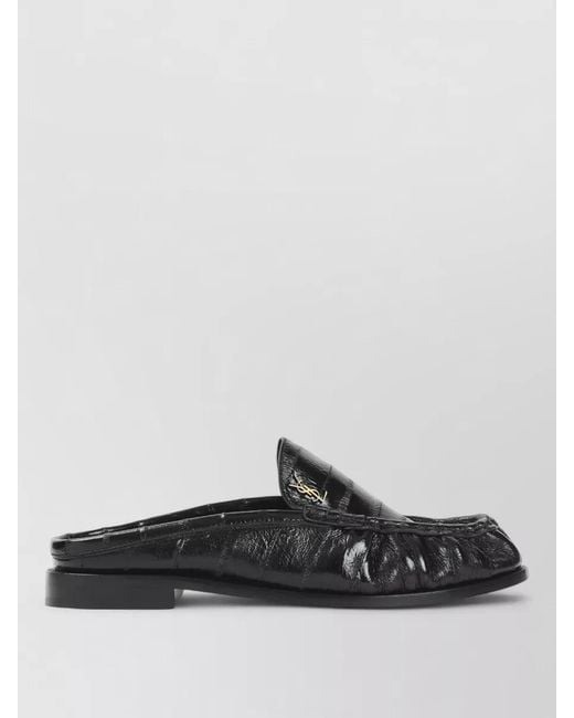Saint Laurent Black Leather Backless Mules