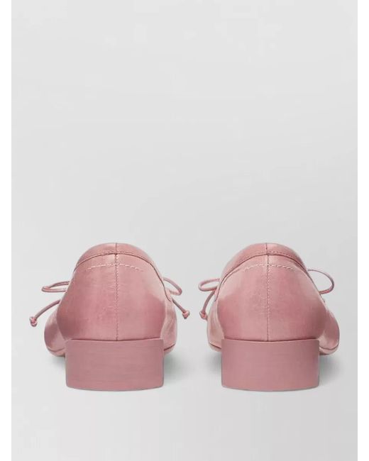 MM6 by Maison Margiela Pink Calfskin Block Heel Ballerina Pumps Bow