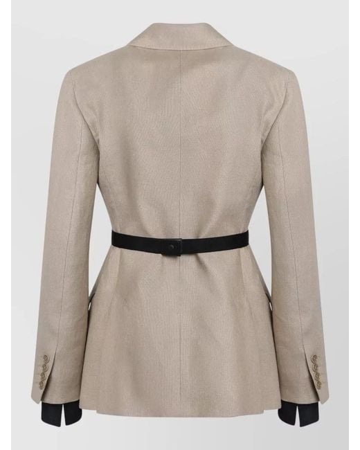 Max Mara Natural Single Breasted Jacket Notch Lapel Flap Pockets