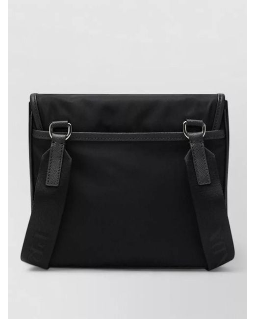 Prada Black Shoulder Bag Adjustable Strap Front Flap for men