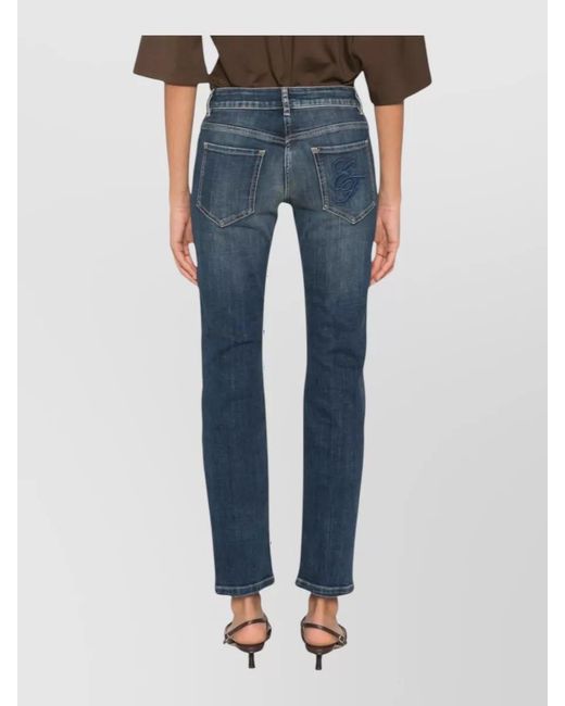Elisabetta Franchi Blue High-Rise Straight-Leg Jeans
