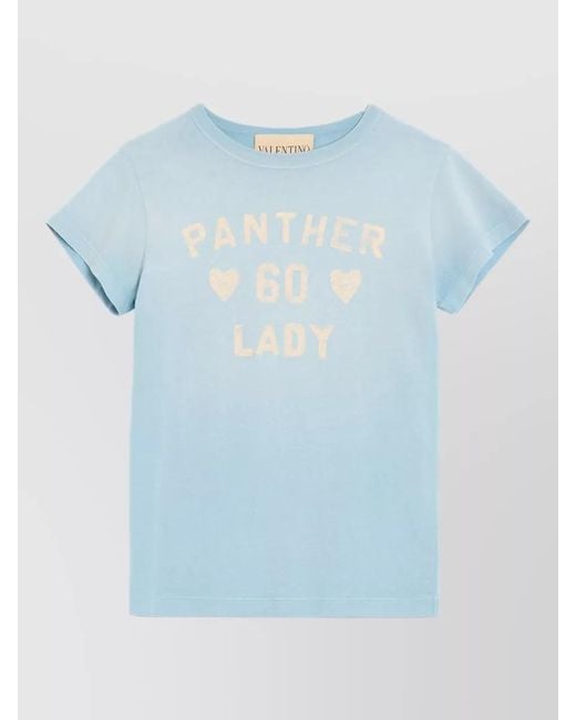 Valentino Garavani Blue Cotton Printed T-Shirt
