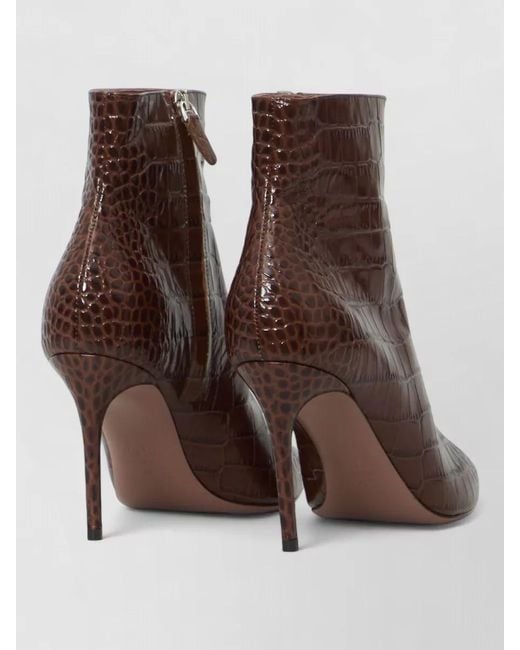 Paris Texas Brown Vera 85 Ankle Boots Crocodile Print