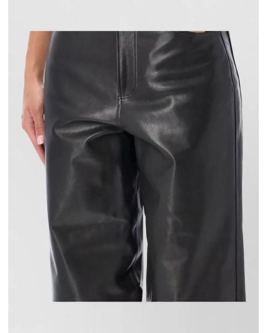 Rohe Black Leather Wide-Leg Trousers