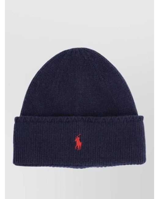 Polo Ralph Lauren Blue Knit Hat Folded Cuff Casual Style