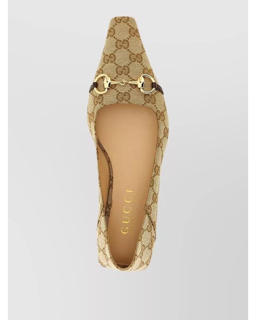 Gucci Natural Vittoria Gg Fabric Loafers Horsebit Detail