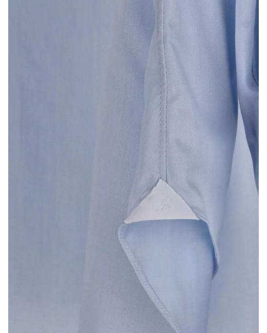 Barba Napoli Blue Casual Shirt Straight Collar Long Sleeves for men