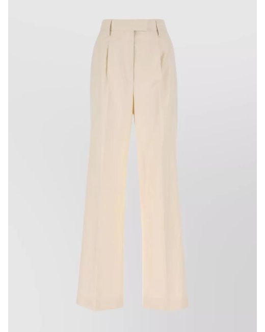 Prada Natural Cotton Wide-Leg Trousers