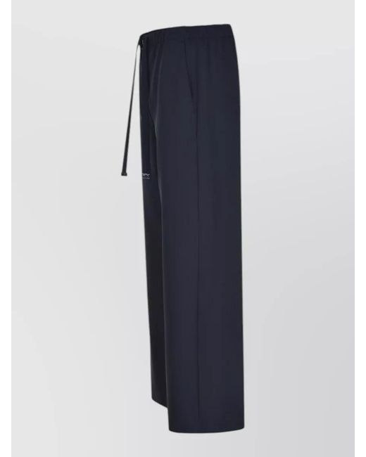 Max Mara Blue Virgin Wool Trousers Wide Leg Side Pockets