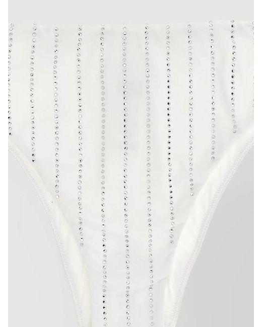 Mc2 Saint Barth White Sibilla Bikini Bottom Elastic Waistband Rhinestones