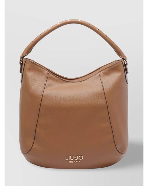 Liu Jo Brown Logo Hobo Bag Metal Hardware