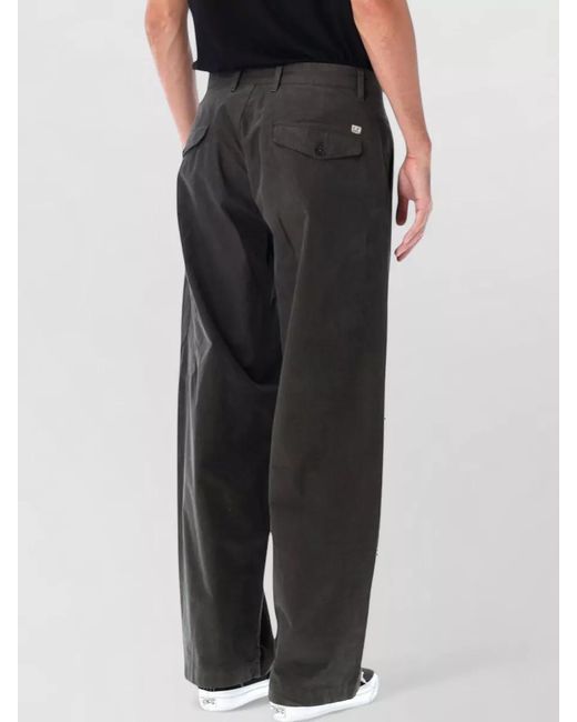 C P Company Black Micro Reps Pleated Cargo Trousers for men