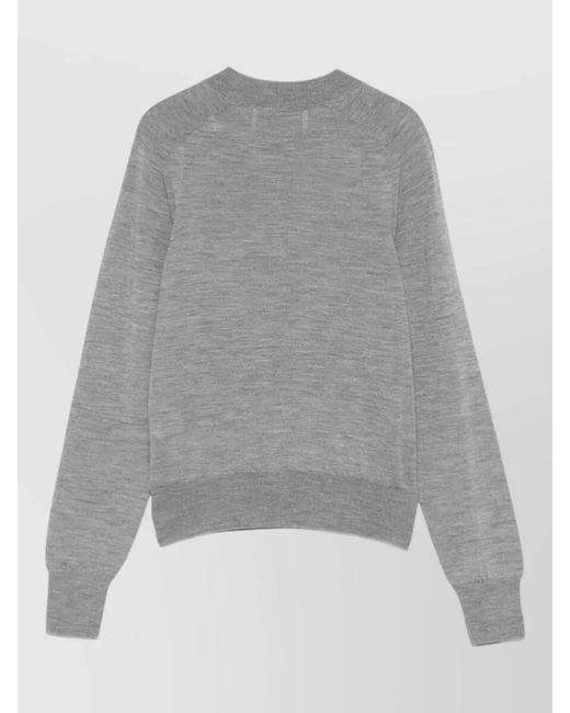 AMI Gray Ami De Coeur Wool Crew Sweater