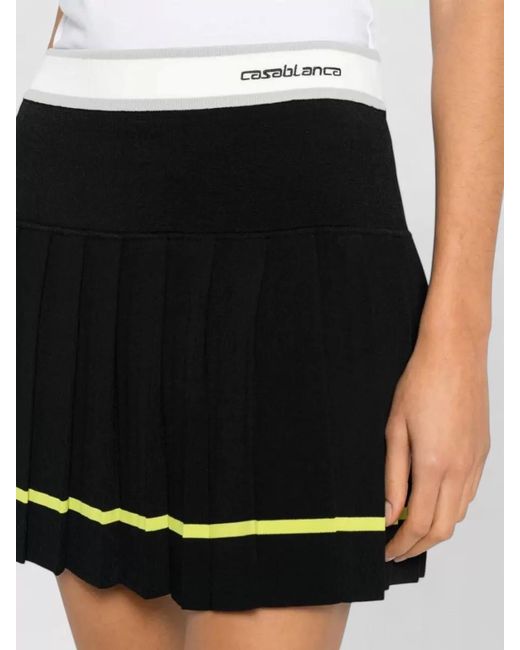 Casablanca Black Short Skirt Pleated Design Ribbed Waistband Trim