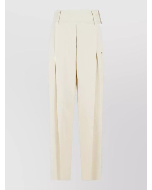 Sportmax Natural Oblo High Waist Wide Leg Trousers
