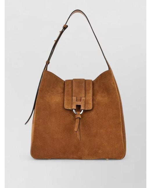 Hogan Brown Tote Bag Adjustable Strap Casual Design