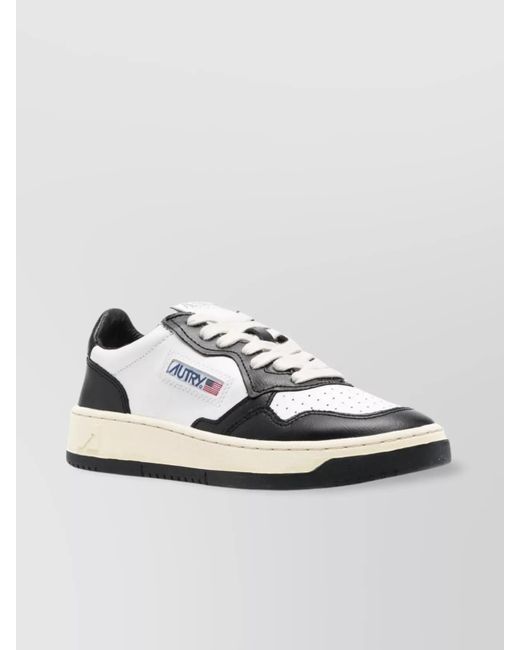 Autry White Low Top Leather Sneakers With Perforated Toe