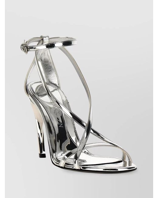 McQueen White 'Strappy Metallic Stiletto Sandals'