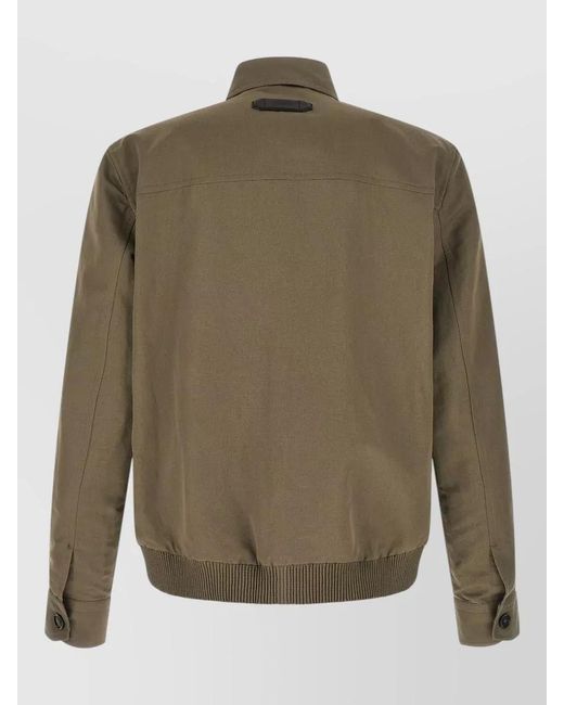 Brioni Green Linen Cotton Blouson Jacket Buttoned Cuffs for men