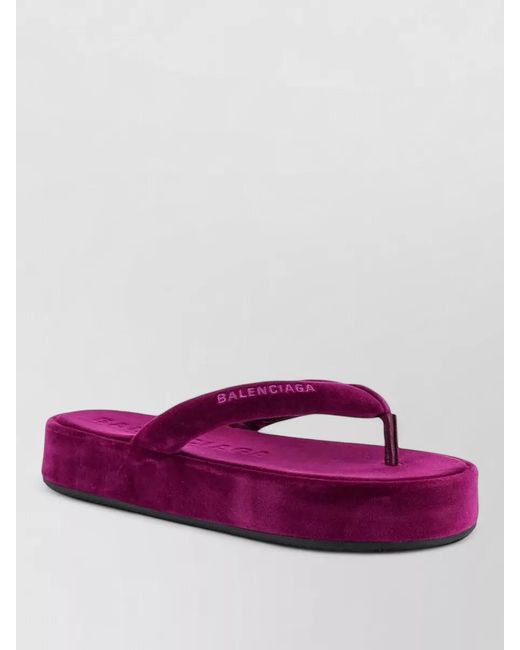 Balenciaga Purple Platform Slides Open Toe Velvet Finish